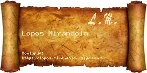 Lopos Mirandola névjegykártya